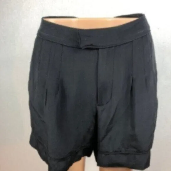 Marc Jacobs Black Silk High Rise Classic Dressy Shorts Size 8