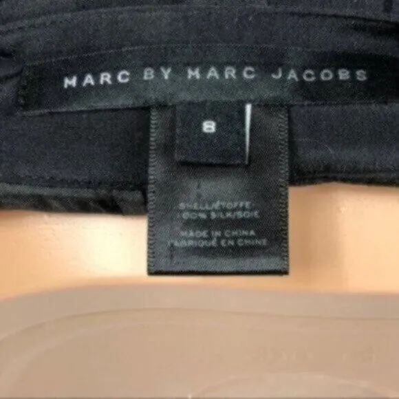 Marc Jacobs Black Silk High Rise Classic Dressy Shorts Size 8