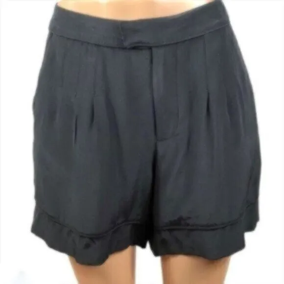 Marc Jacobs Black Silk High Rise Classic Dressy Shorts Size 8
