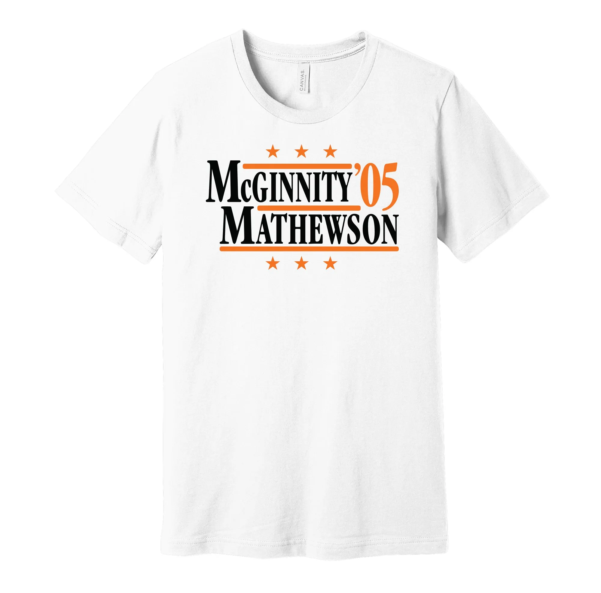 McGinnity & Mathewson '05 - San Francisco Baseball Legends Political Campaign Parody T-Shirt - Hyper Than Hype Shirts