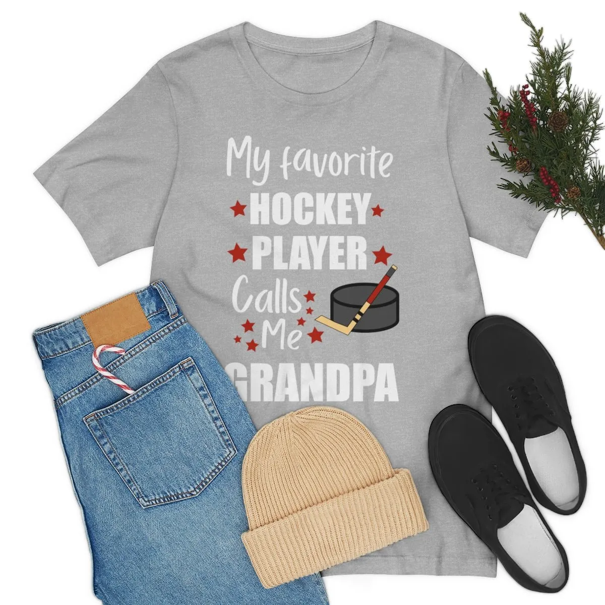 Men's Tee - My Favorite Hockey Player Calls Me Grandpa