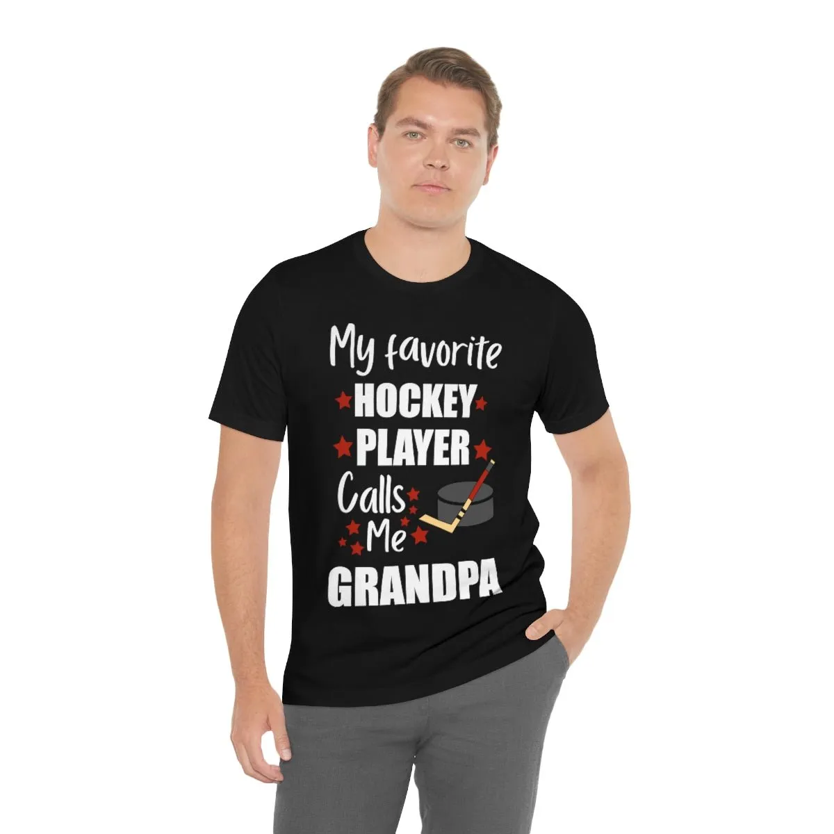 Men's Tee - My Favorite Hockey Player Calls Me Grandpa