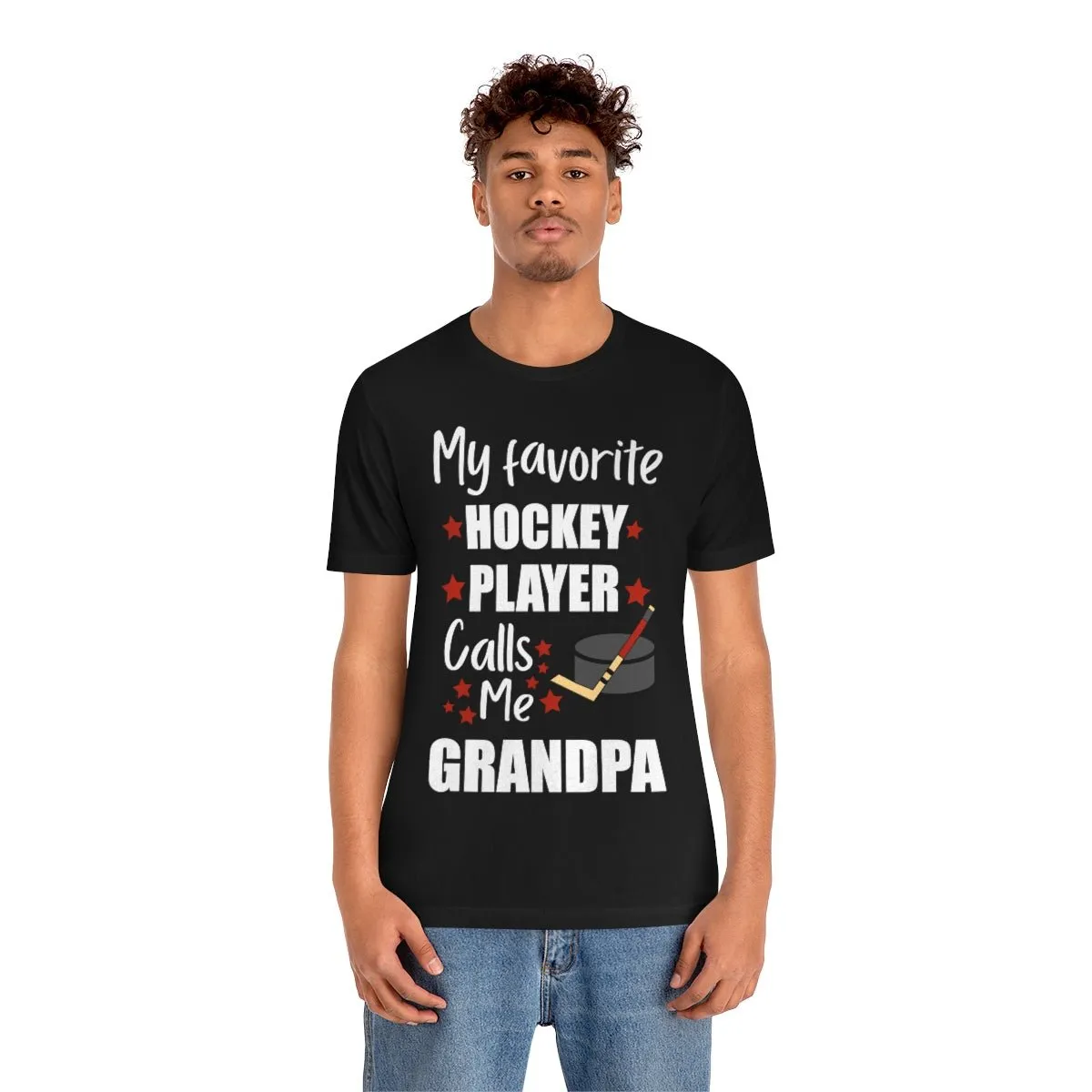 Men's Tee - My Favorite Hockey Player Calls Me Grandpa