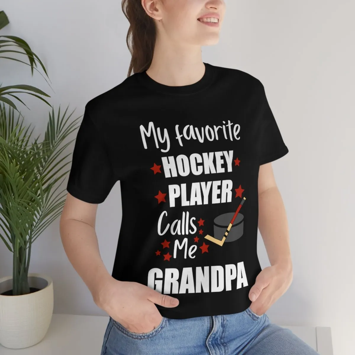 Men's Tee - My Favorite Hockey Player Calls Me Grandpa