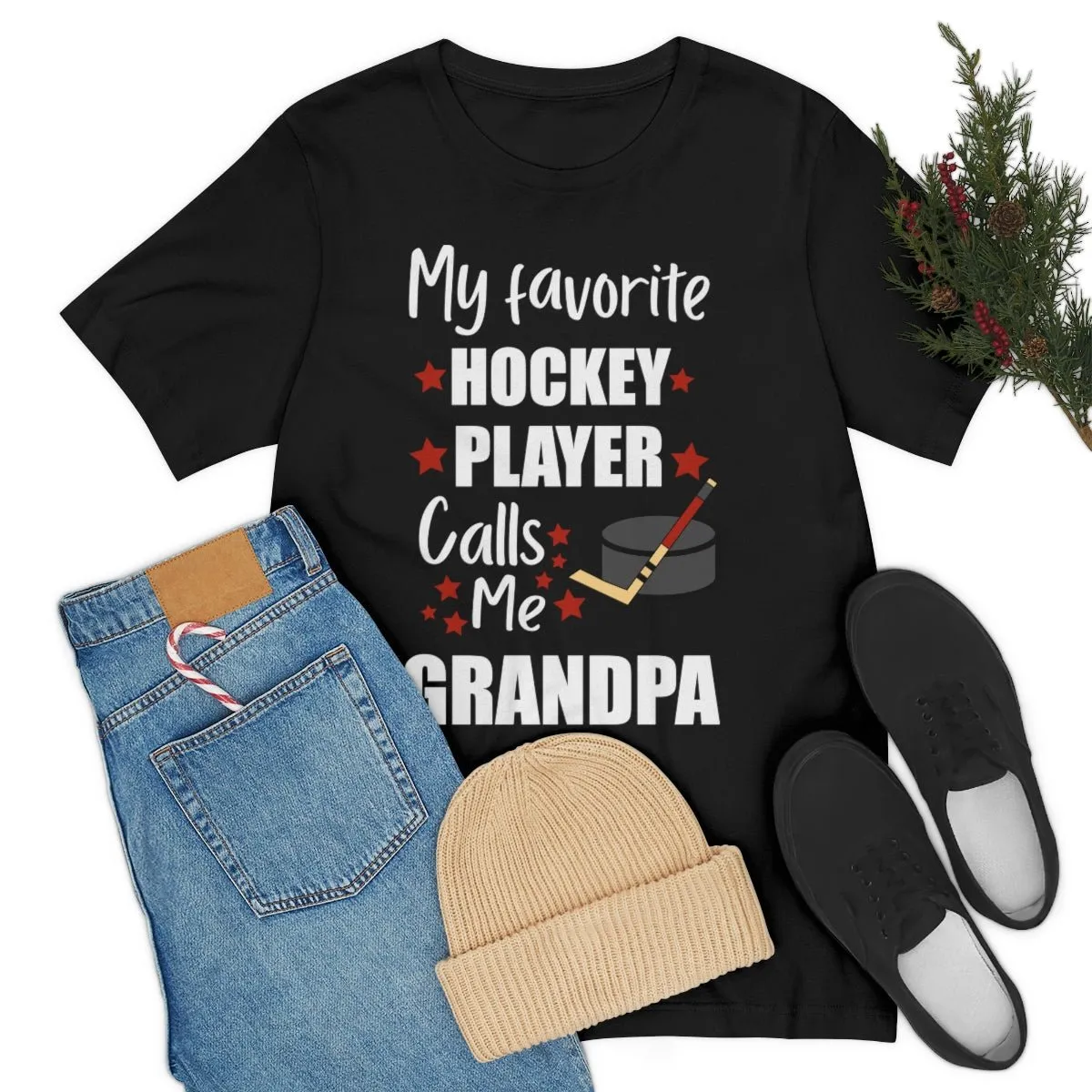 Men's Tee - My Favorite Hockey Player Calls Me Grandpa