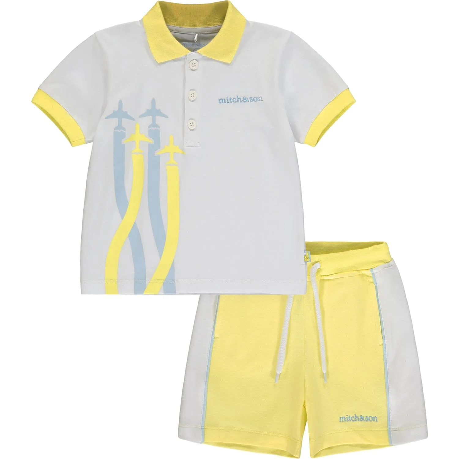 MITCH & SON - Jimmy A Time To Fly Plane Polo Short Set - White