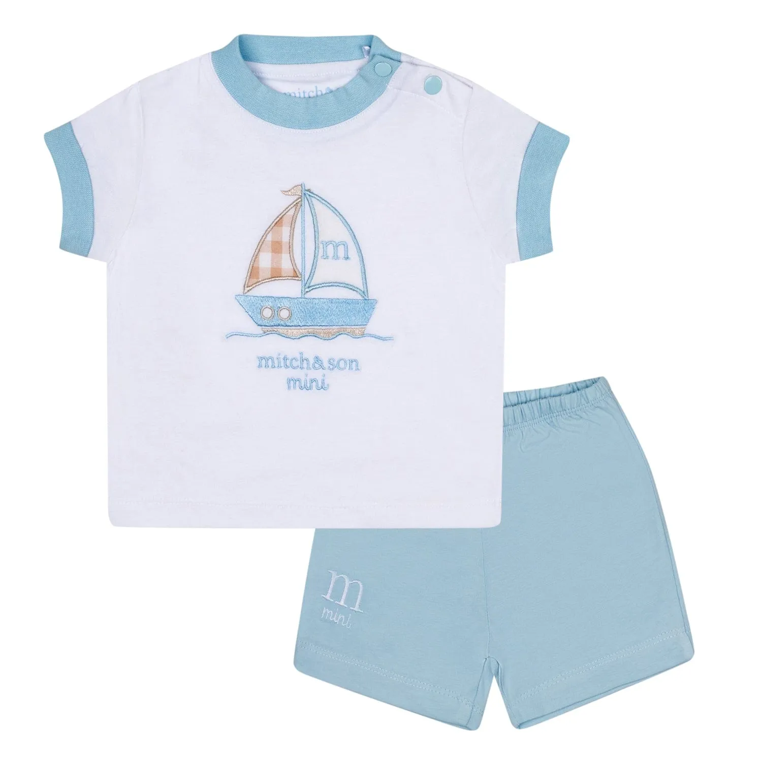 MITCH & SON MINI - Sutton Sandy Shores Boat Short Set - Sky Blue
