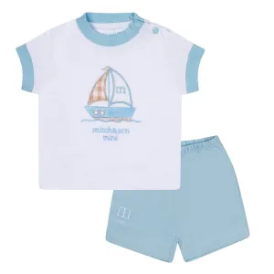 MITCH & SON MINI - Sutton Sandy Shores Boat Short Set - Sky Blue