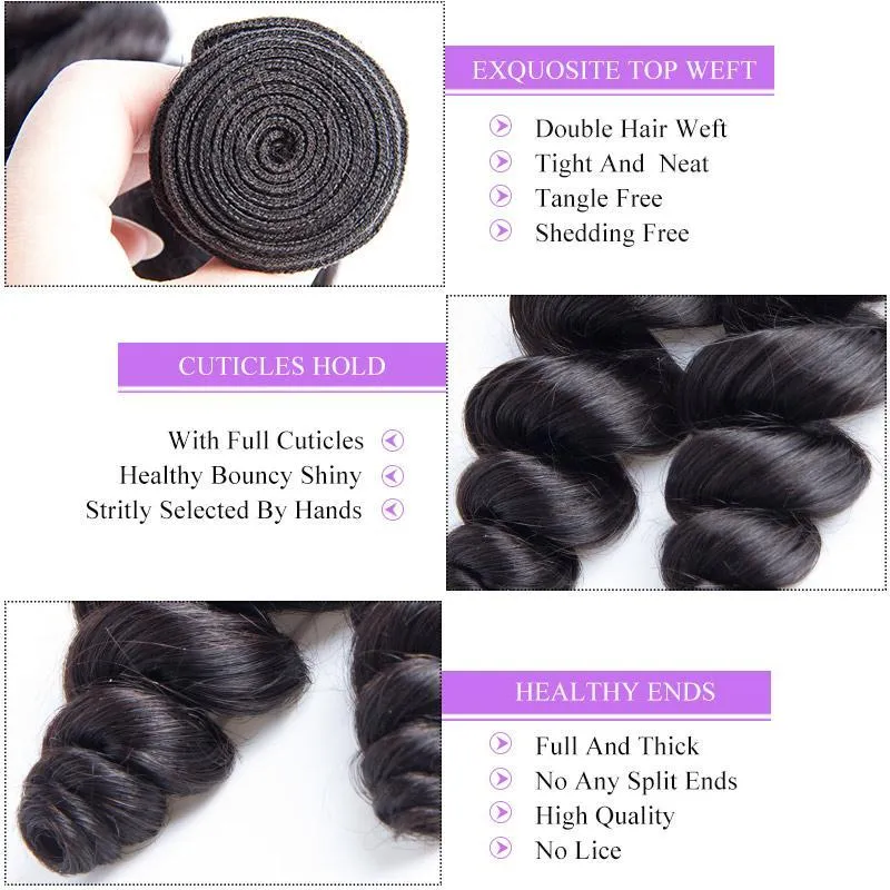 Modern Show 12A Mink Brazilian Loose Wave Natrural Black Virgin Hair 3 Bundles Unprocessed Remy Human Hair