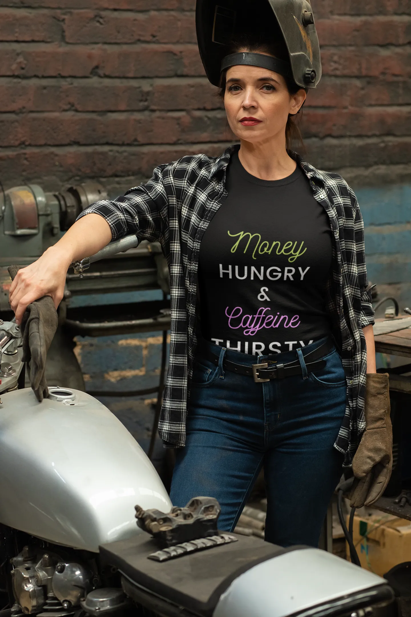 Money Hungry & Caffeine Thirsty Bella Tee Hustle Harder Motivation Cash & Coffee t-Shirt