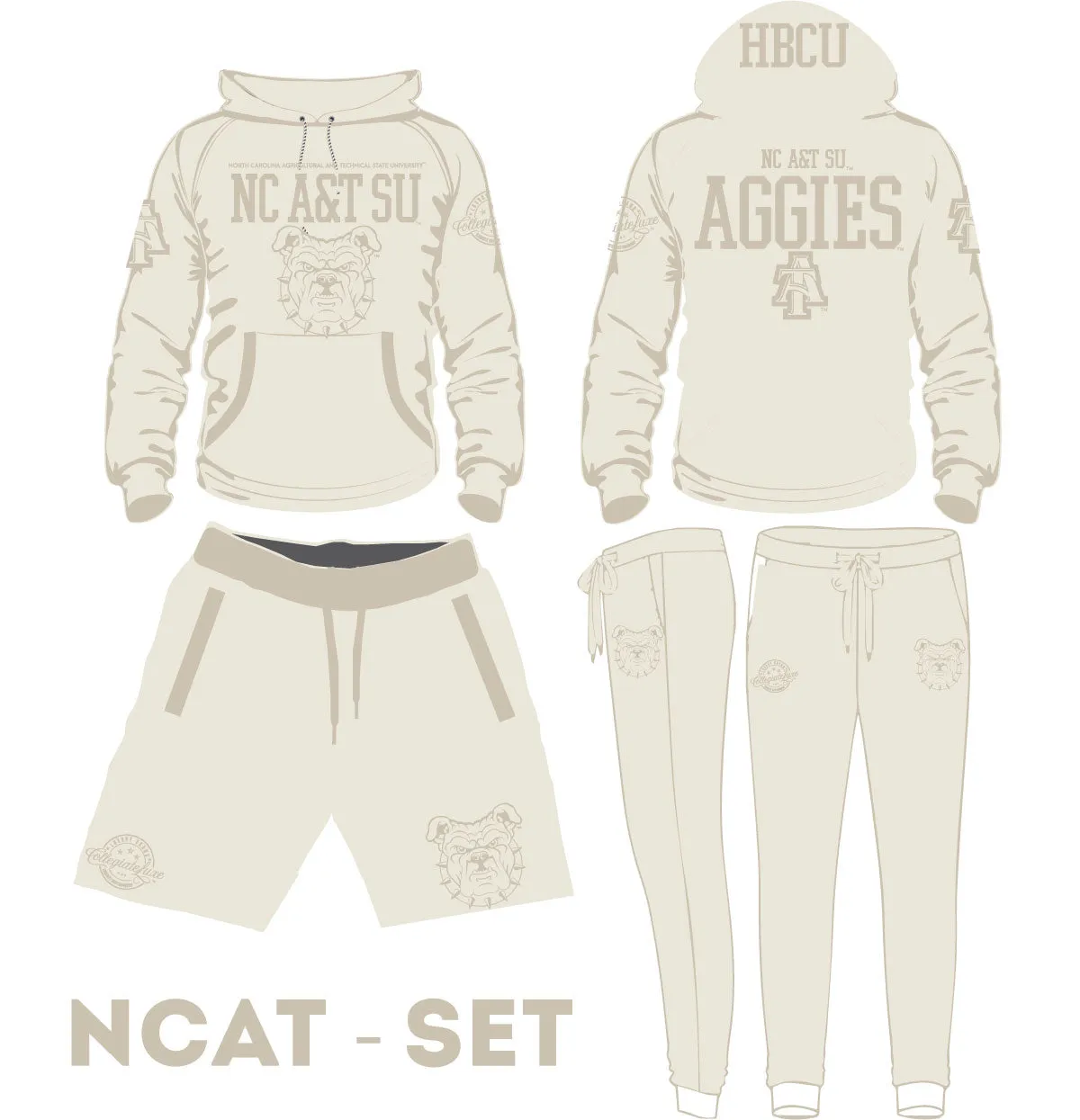 NC AT SU SET. | CREAM (Chenille) |  Hoodie / Jogger / GOAT Shorts  (aja)