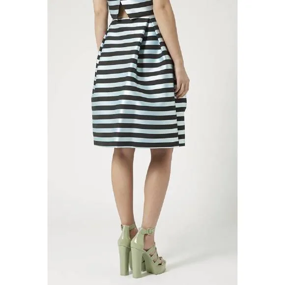 NEW TOPSHOP striped a line scuba skirt in black/blue