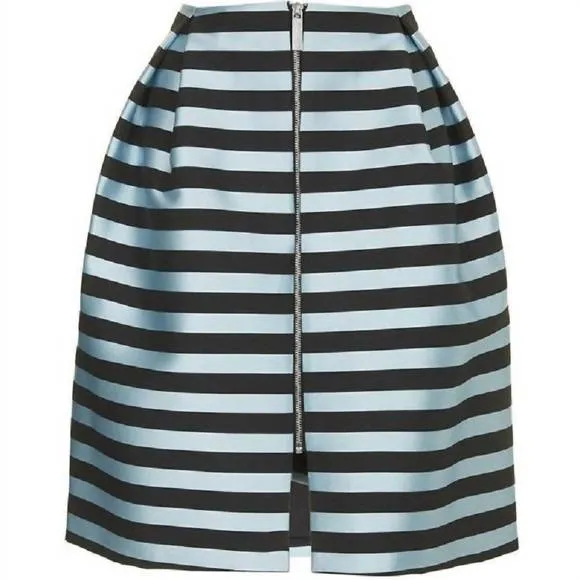NEW TOPSHOP striped a line scuba skirt in black/blue