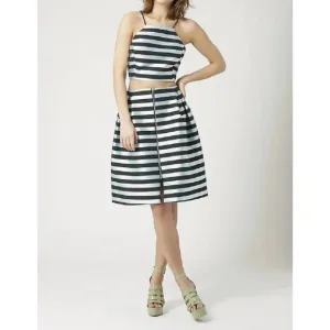 NEW TOPSHOP striped a line scuba skirt in black/blue