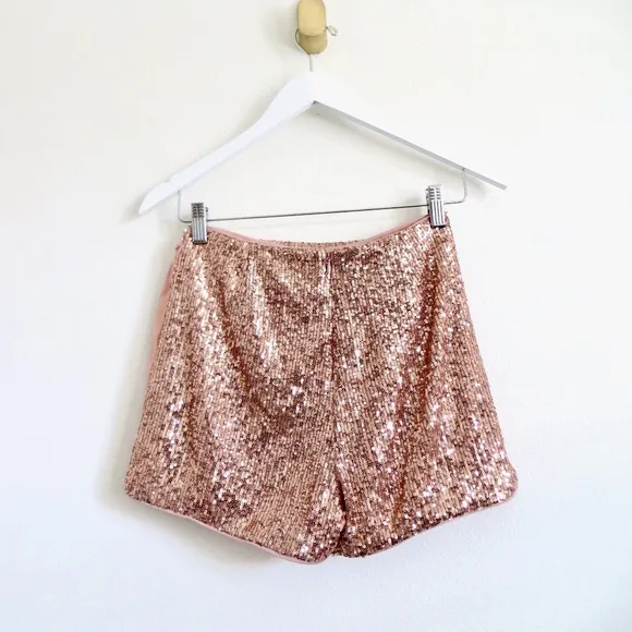 NEW! Tularosa Sequin Emilia Skort Shorts Rose Gold Pink SZ XS