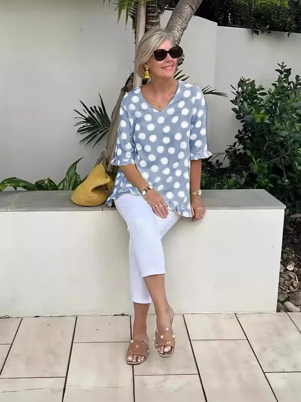 Noemi - V-Neck Printed Top