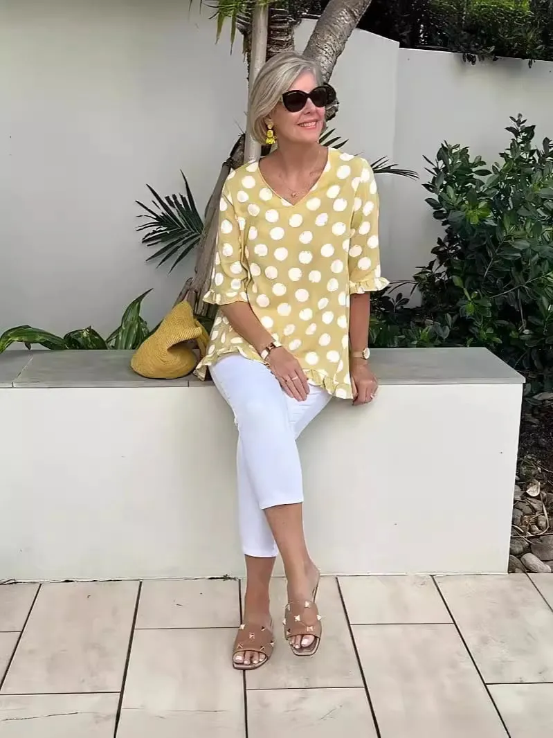 Noemi - V-Neck Printed Top