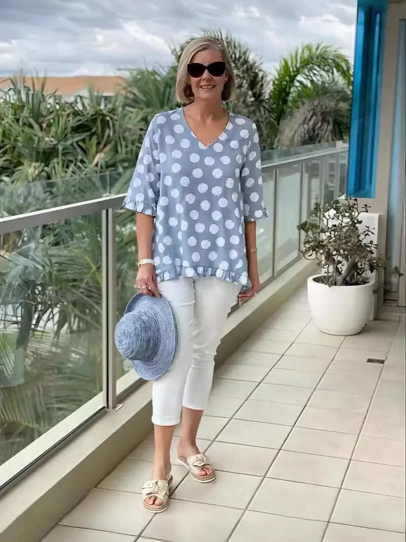 Noemi - V-Neck Printed Top
