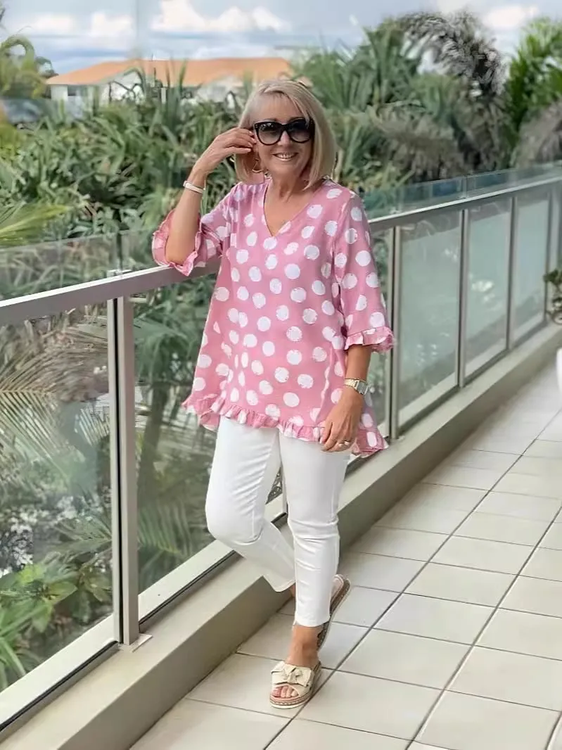 Noemi - V-Neck Printed Top