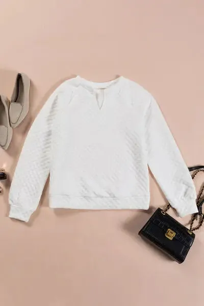 Notched Long Sleeve Sweater