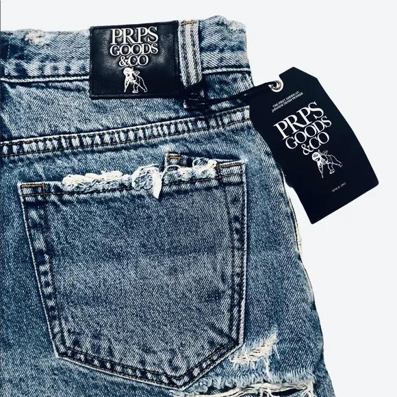 NWT PRPS Distressed Denim Shorts AMX Cutoff Sz 26