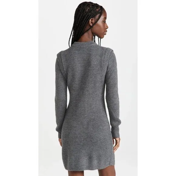 NWT WAYF Lombard Mock Neck Sweater Dress in Heather Grey Size L