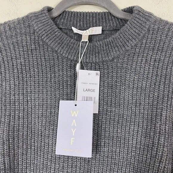NWT WAYF Lombard Mock Neck Sweater Dress in Heather Grey Size L
