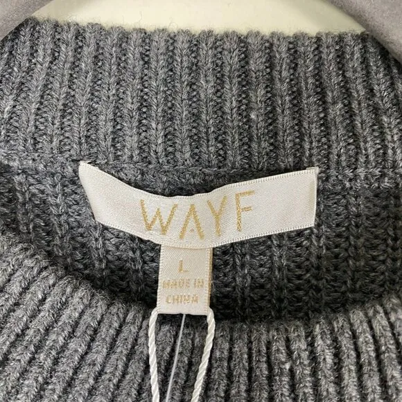 NWT WAYF Lombard Mock Neck Sweater Dress in Heather Grey Size L