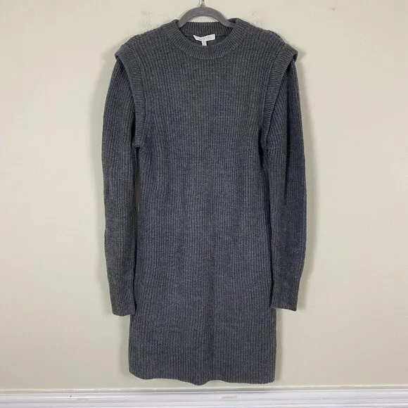 NWT WAYF Lombard Mock Neck Sweater Dress in Heather Grey Size L