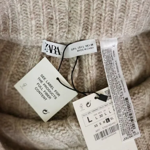 NWT Zara Wool Blend Ribbed High Waisted Shorts