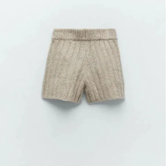 NWT Zara Wool Blend Ribbed High Waisted Shorts