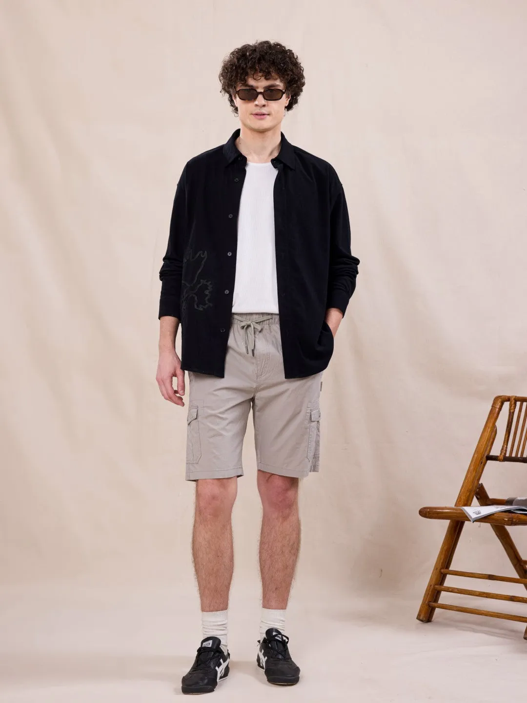 Olive Plain Cargo Shorts