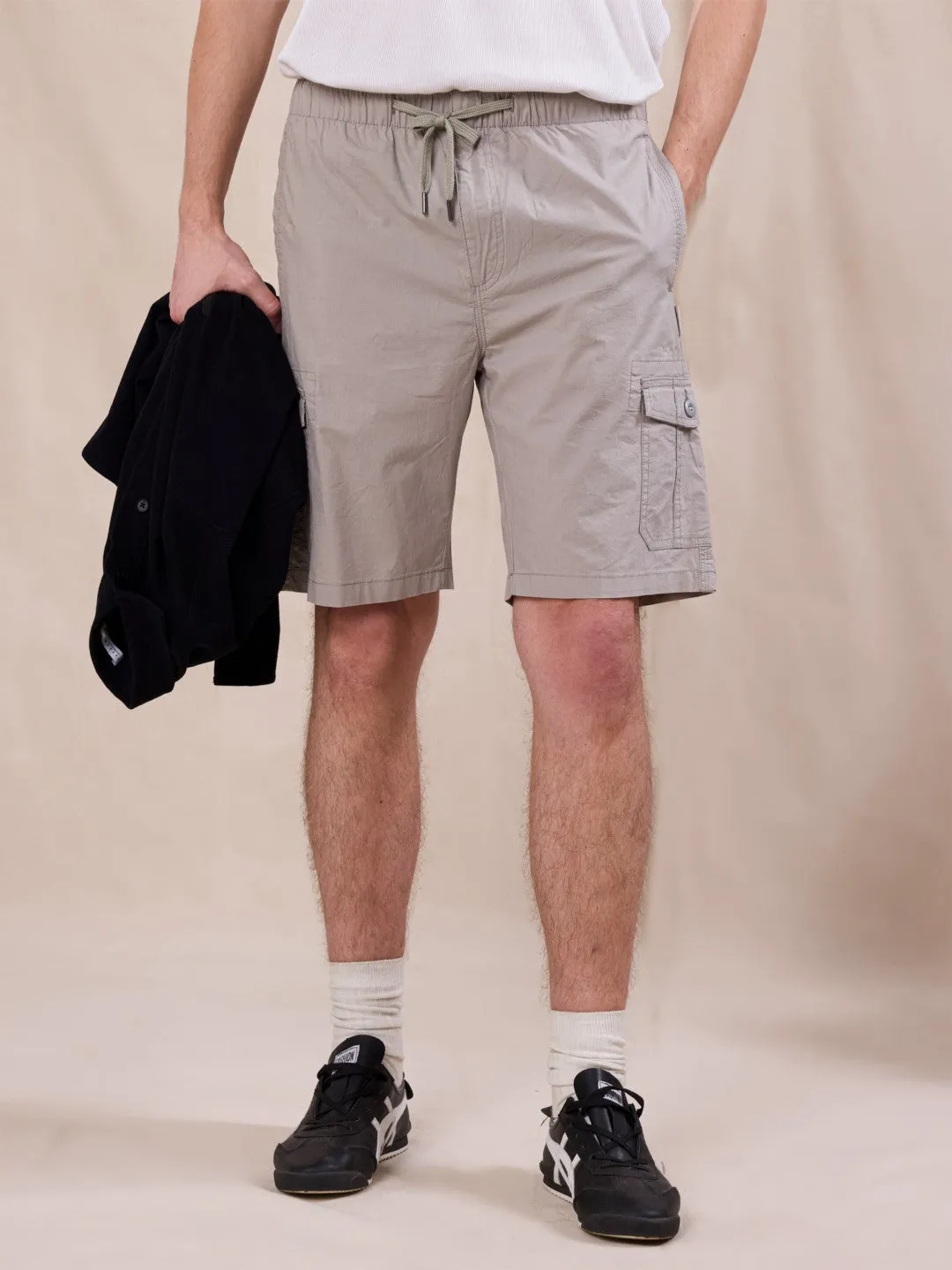 Olive Plain Cargo Shorts