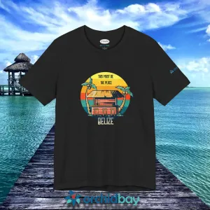 Orchid Bay | Unisex Short Sleeve Tee | This Must Be The Place | Belize | Retro Sunset Tiki Bar