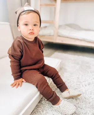 Organic Cotton Sweater & Jogger Set - Brown