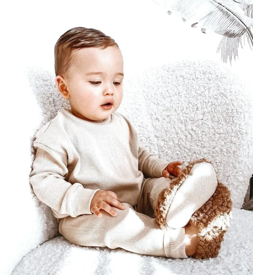 Organic Cotton Sweater & Jogger Set - White
