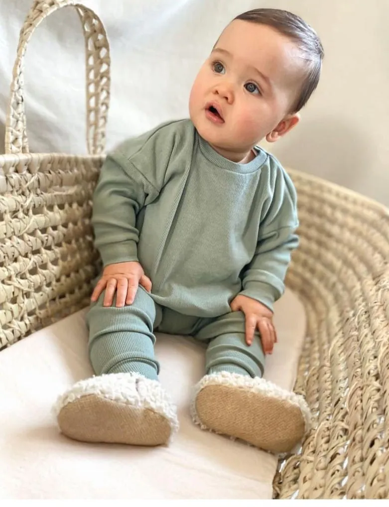 Organic Cotton Sweater/Jogger Set - Green