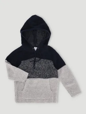 Pre-Boys Ombre Loose Knit Hoody - Blue