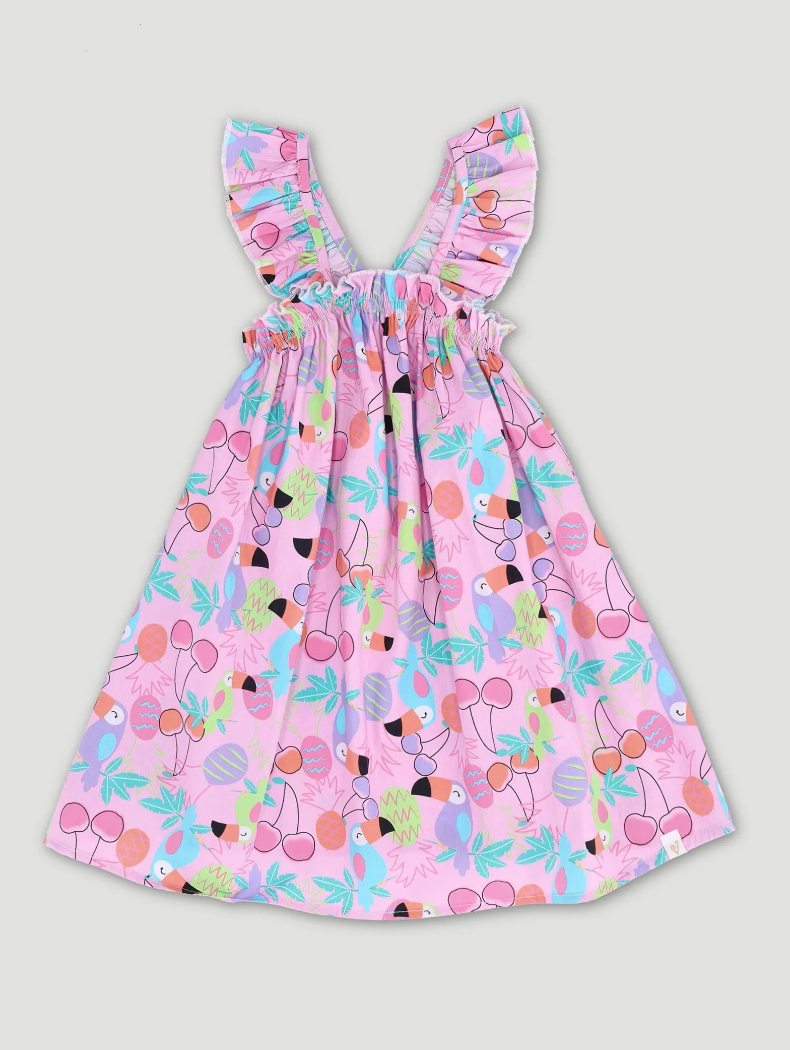 Pre-Girls Printed Poplin Dress - Light Pink