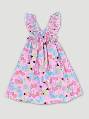Pre-Girls Printed Poplin Dress - Light Pink