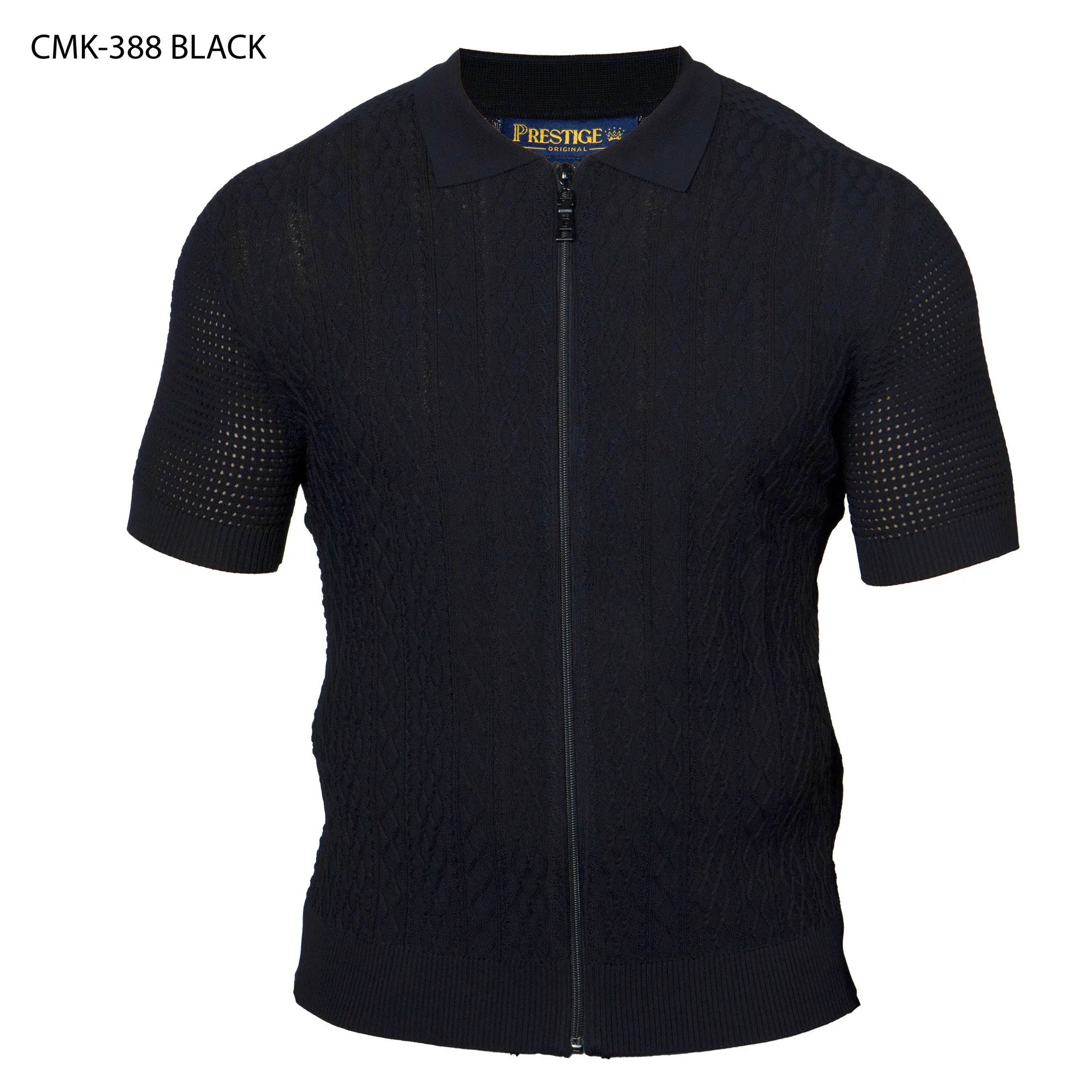 Prestige Black Zip-Up Knit Shirt