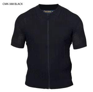 Prestige Black Zip-Up Knit Shirt