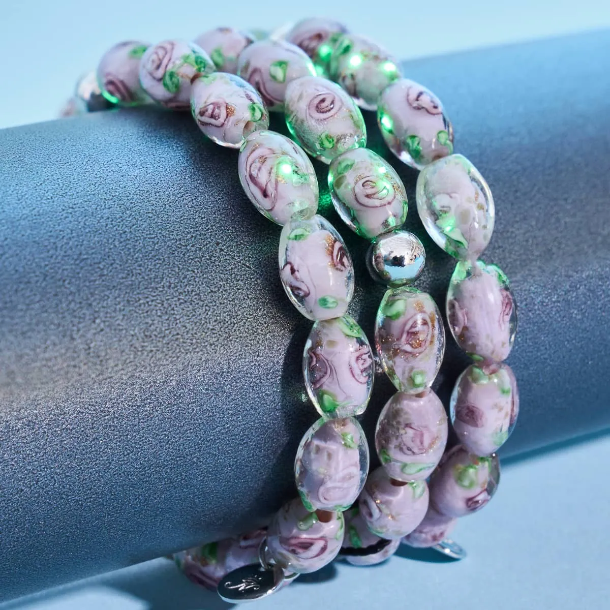 Purple Rose | .925 Sterling Silver | Firefly Glass Garden Bracelet