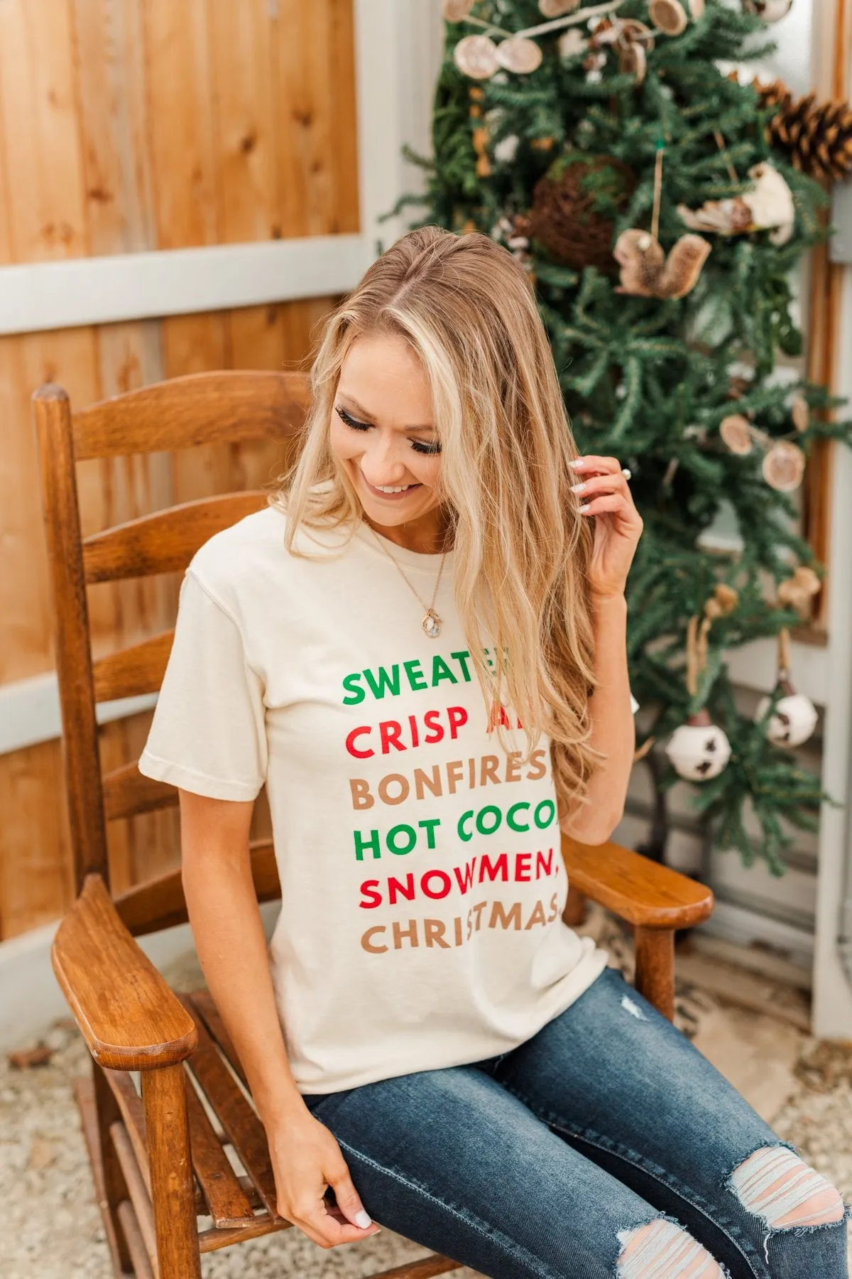 "Sweaters, Crisp Air, Bonfires..." Graphic Tee- Beige