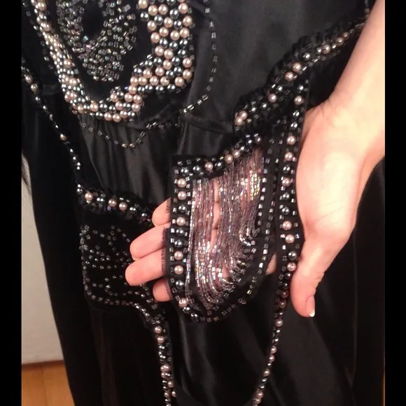 Rebecca Taylor Silk Beaded Black Boho Skirt