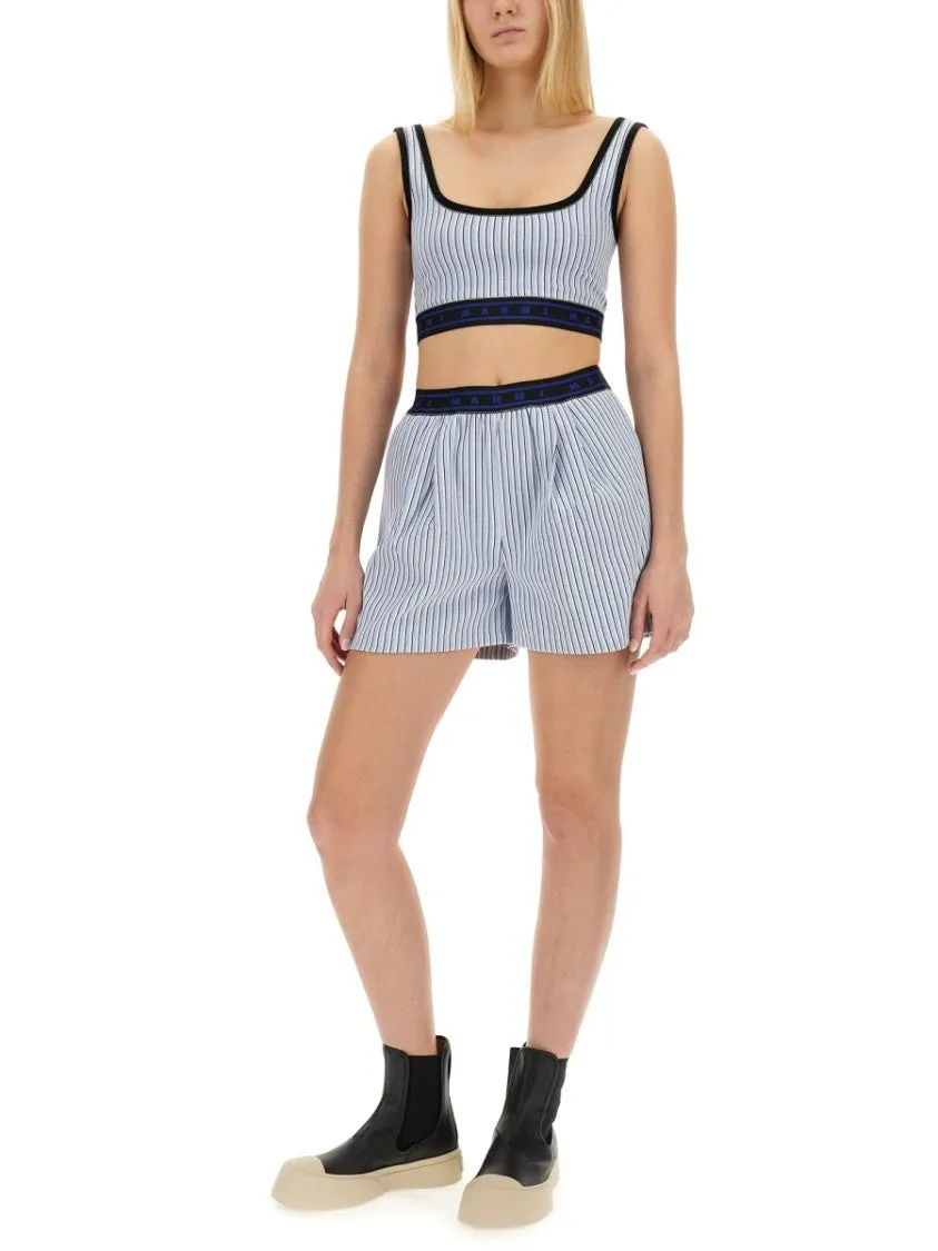 Relaxed-Fit Bermuda Shorts With Textured Stripe Pattern