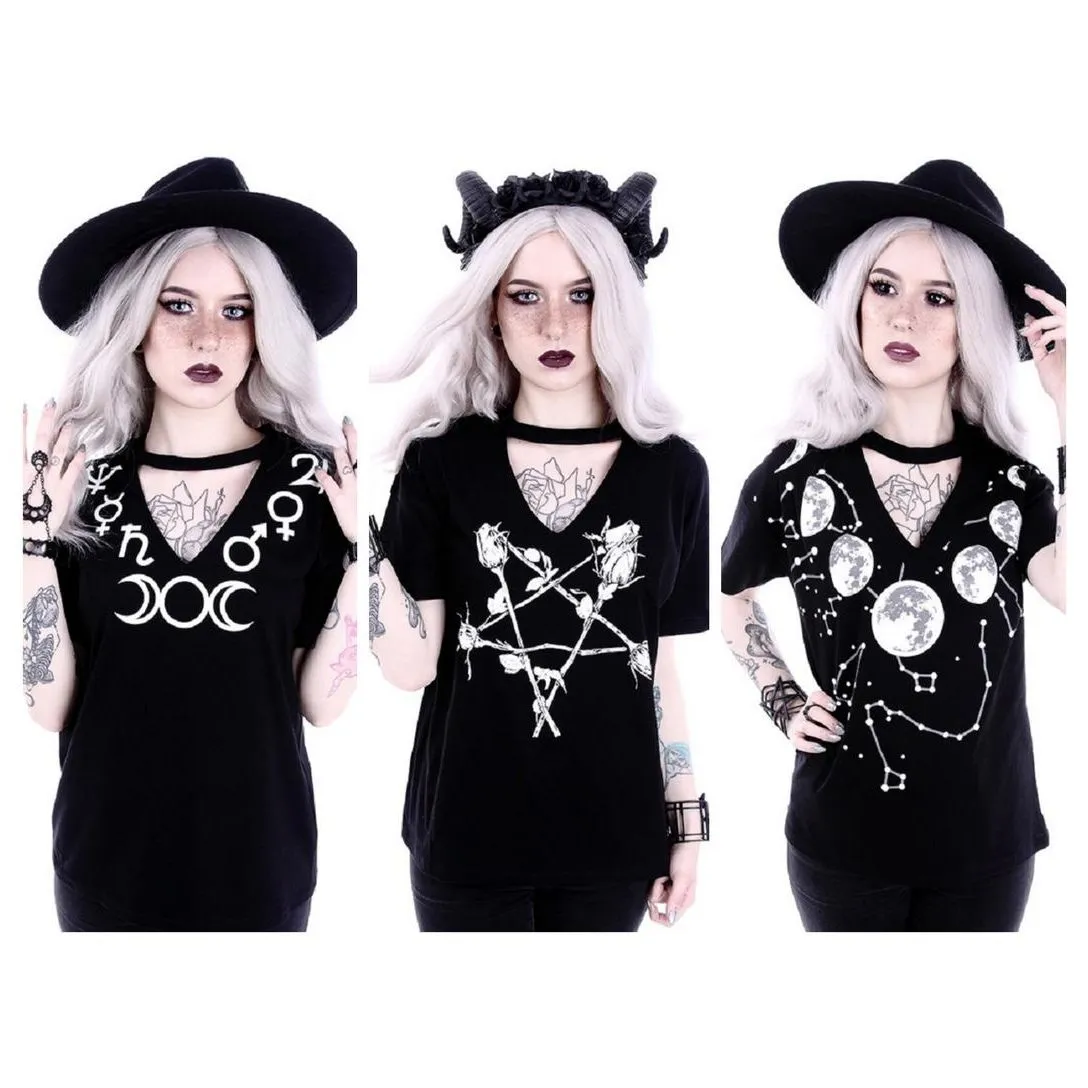 Restyle Occult Symbols Wicca Choker T-shirt