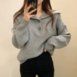 Salt Girl's Large Lapel Button Sweaters Top