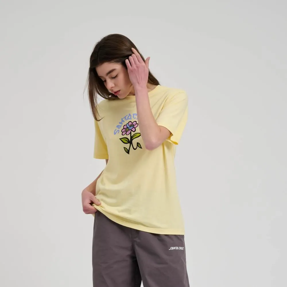 Santa Cruz Womens T-Shirt Delfino Flower Front T-Shirt - Butter