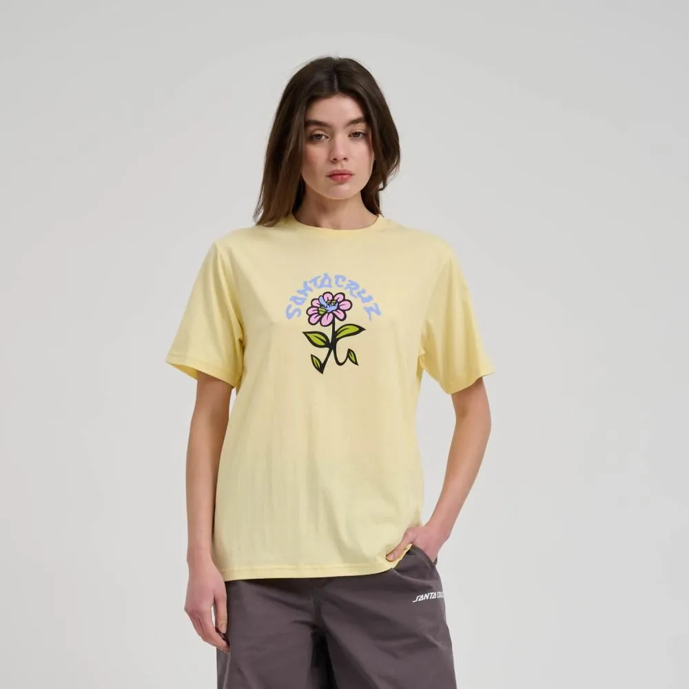 Santa Cruz Womens T-Shirt Delfino Flower Front T-Shirt - Butter